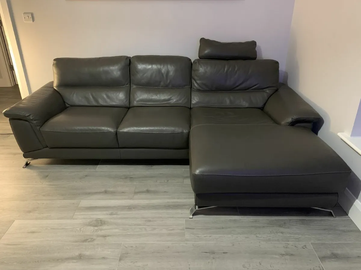 Italian Leather Corner Sofa - Image 2