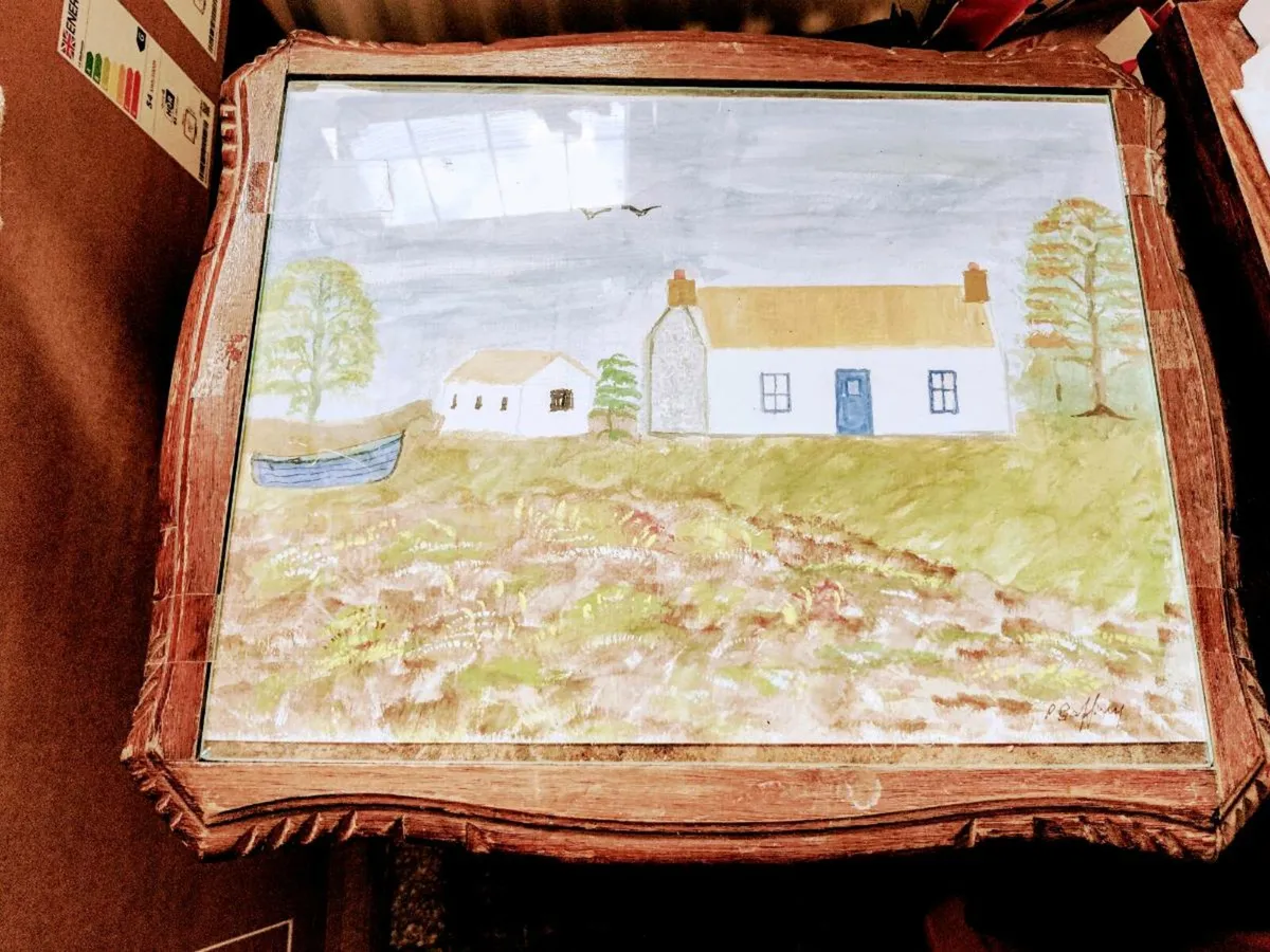 COUNTRY SCENE, LARGE Nest Table Signed Art ! - Image 3