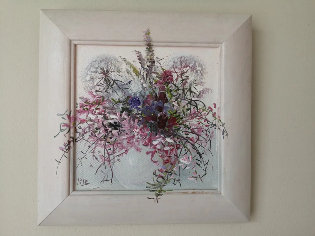 Wall Paintings 3 Hand Painted Wildflowers Art Deco - Image 4