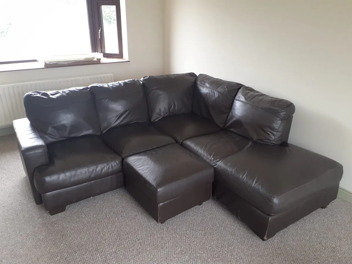 Brown Leather corner sofa