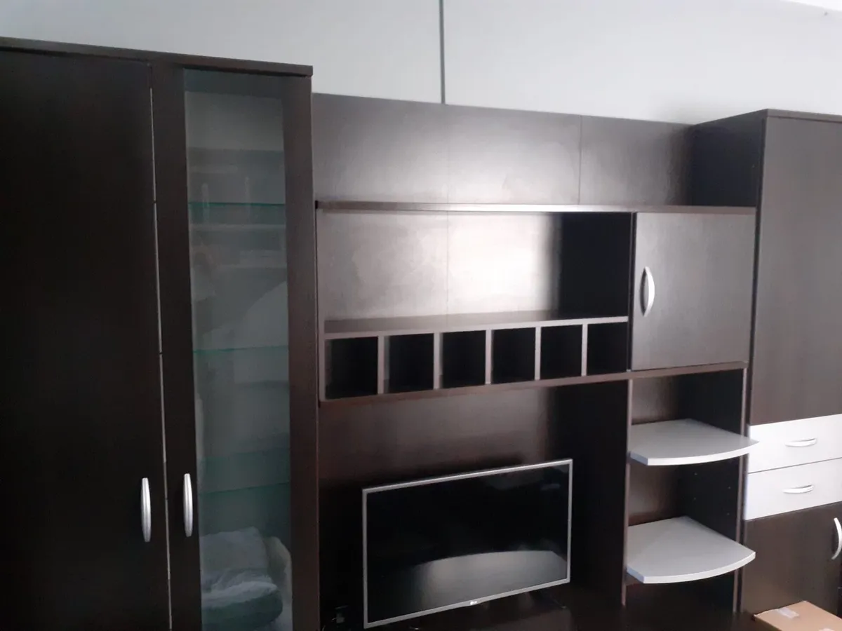Solid Wood TV Unit with Shelving - Image 1