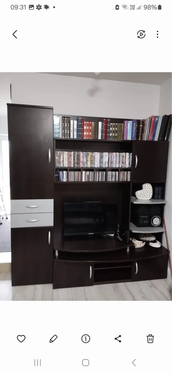 Solid Wood TV Unit with Shelving - Image 2