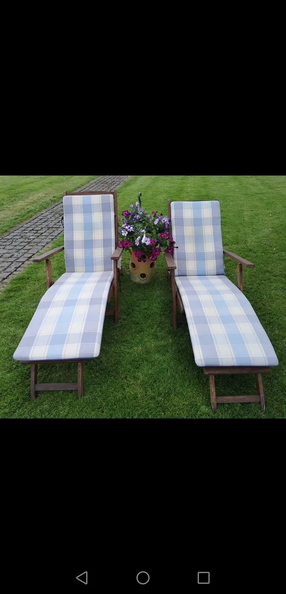 Pair of Sun Loungers c/w Cushions - Image 1