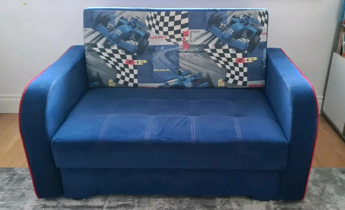 Blue kids sofa bed 190 x 110 cm - Image 2