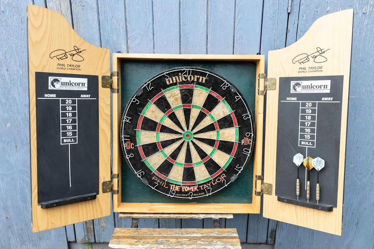 Dart Board and Cabinet