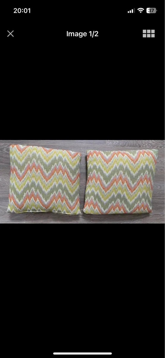 Pair of Large Square Cushions - Image 1