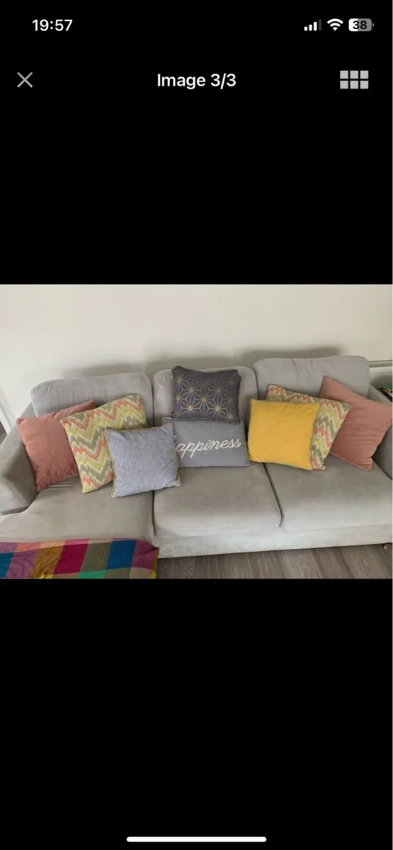 Happiness Cushion and Geometric Print Cushion - Image 2