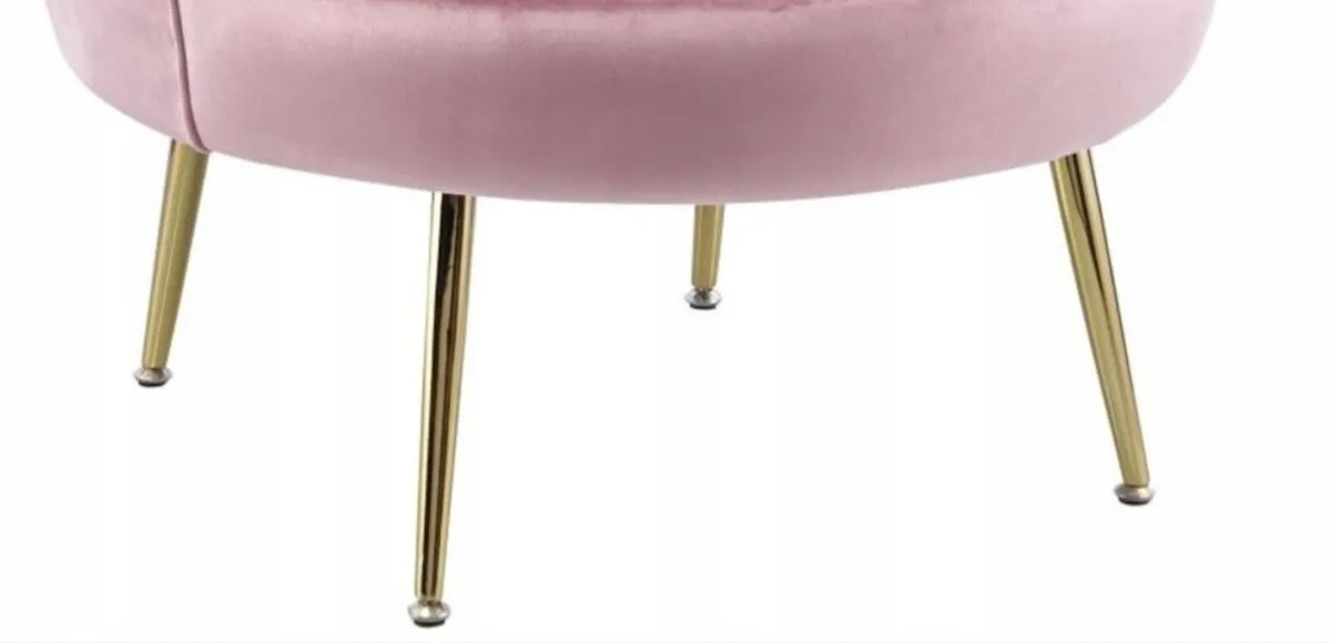 Armchair SHELL VELVET pink GLAMOUR leg GOLD - Image 2