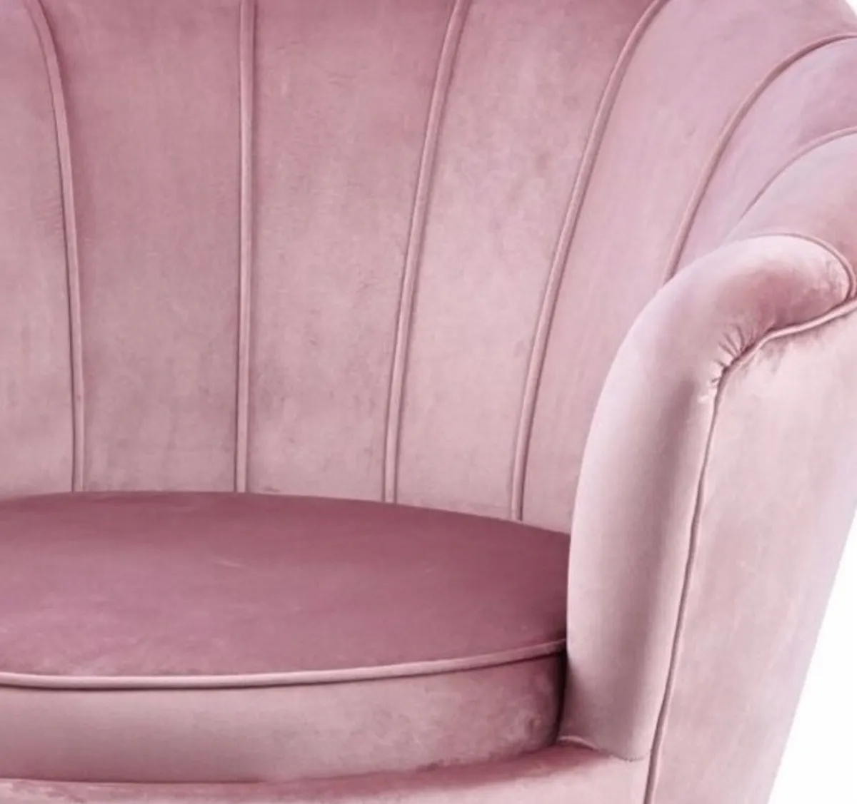 Armchair SHELL VELVET pink GLAMOUR leg GOLD - Image 4