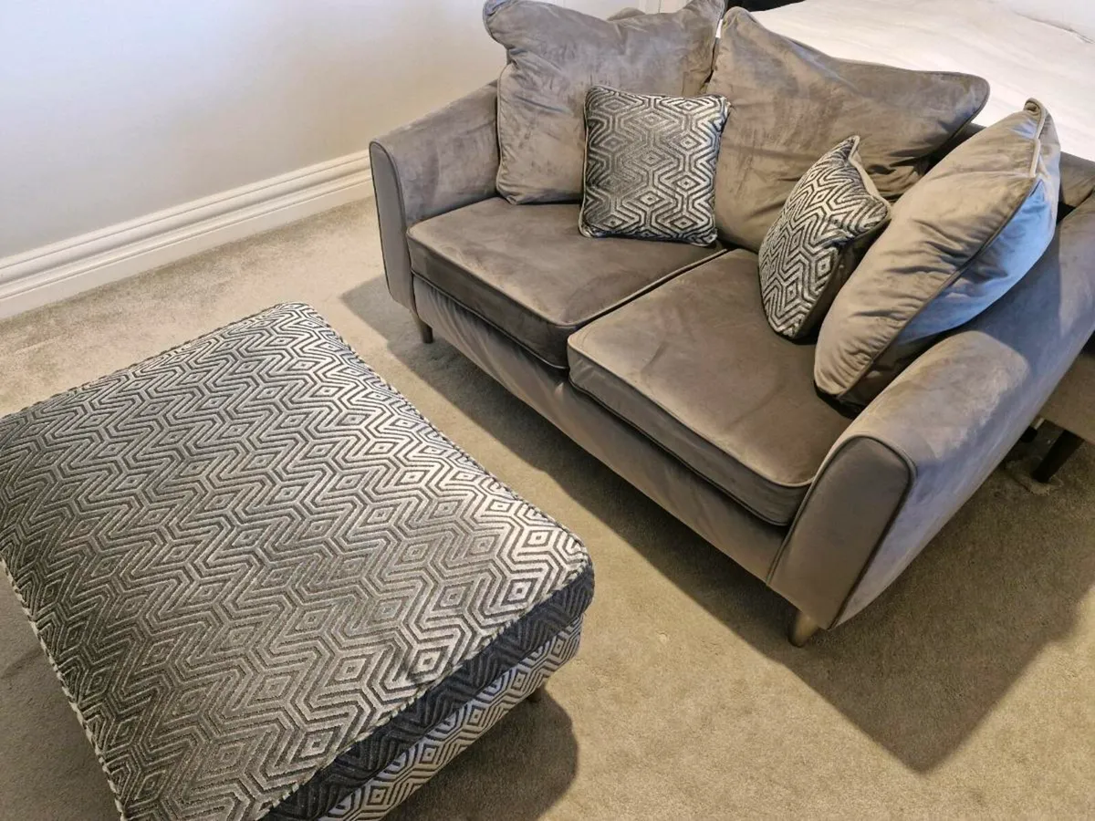 Two Seater Sofa & Footstool - Image 1