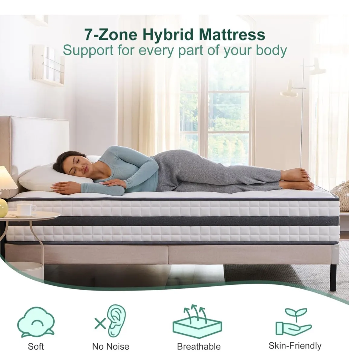 King Mattress, Hybrid Memory Foam and Spring - Image 3