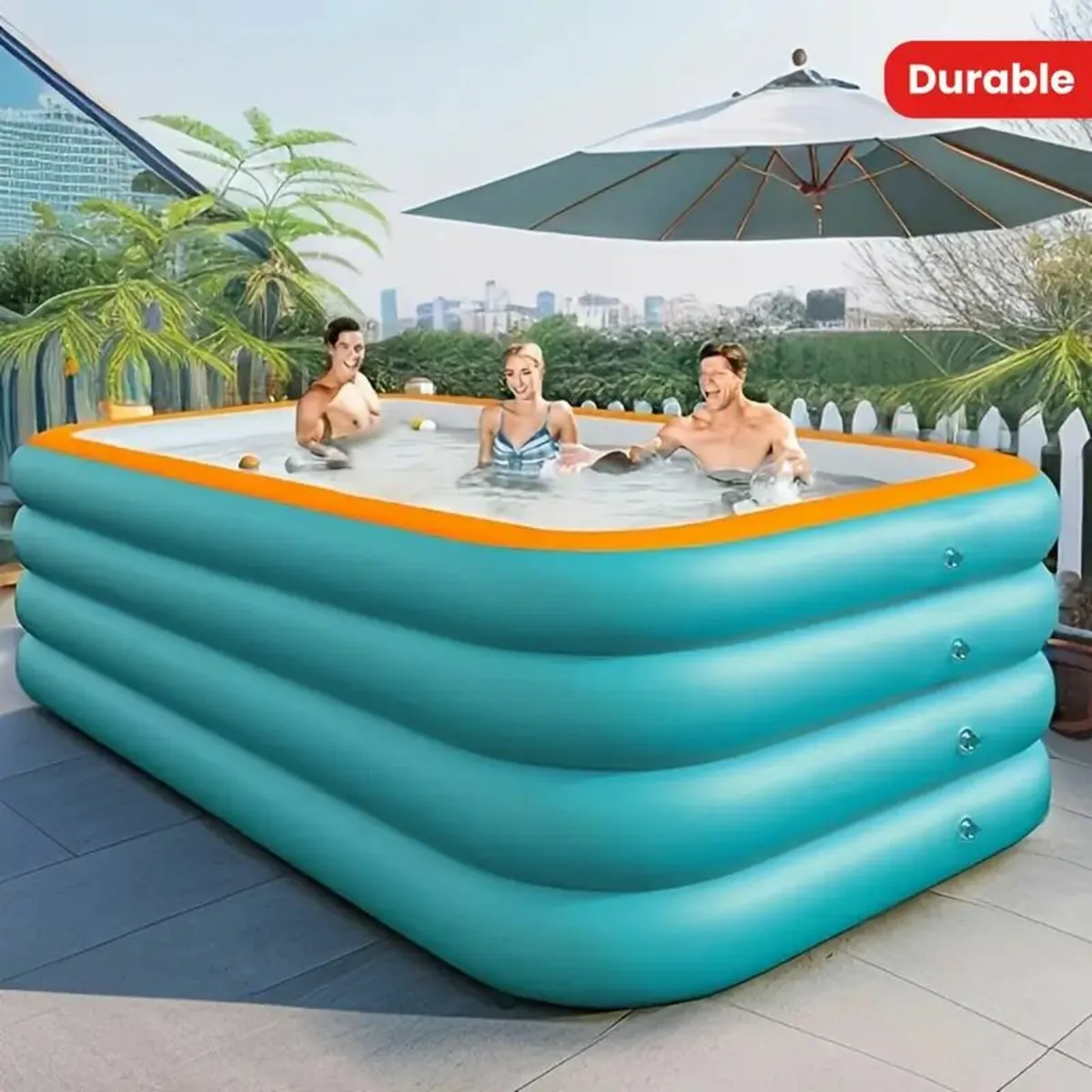 Extra-Large 4-Ring Inflatable Swimming Pool - Image 1