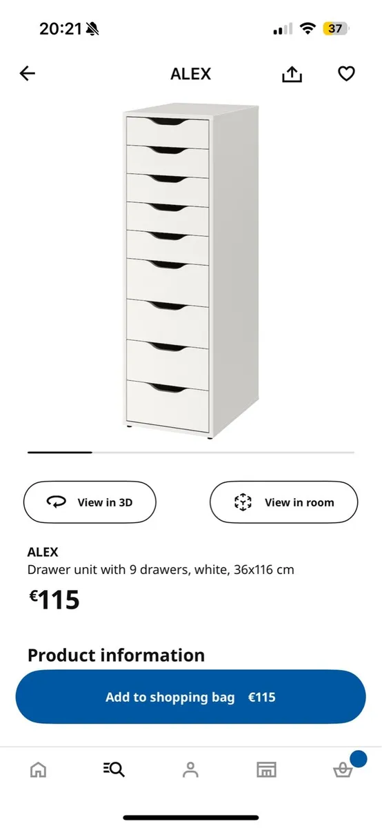 Drawer unit with 9 drawers, white - Image 2