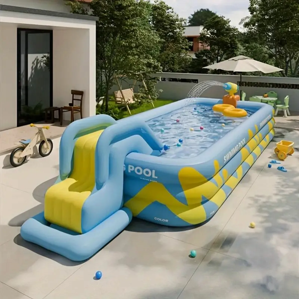 inflatable Family Pool with Castle Toy - Durable - Image 1
