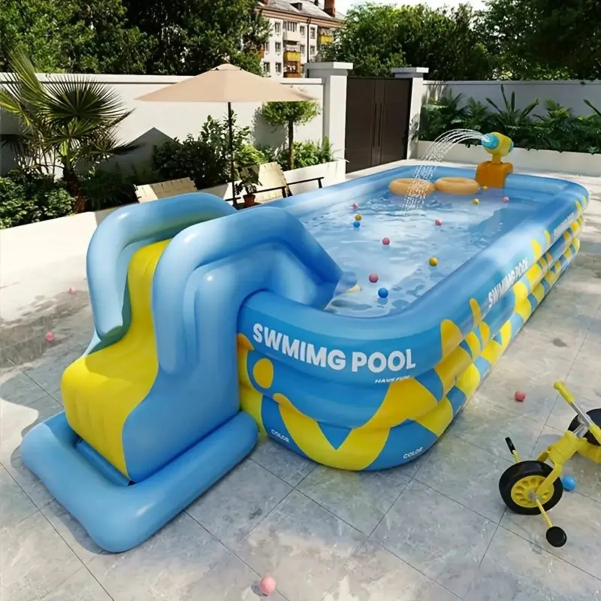 inflatable Family Pool with Castle Toy - Durable - Image 2