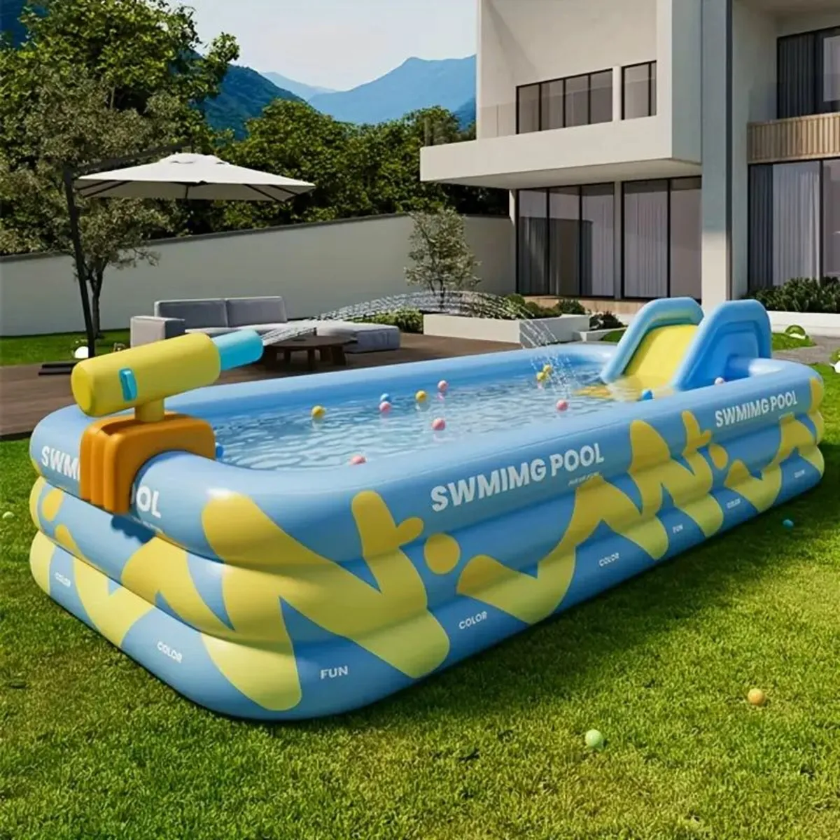 inflatable Family Pool with Castle Toy - Durable - Image 3