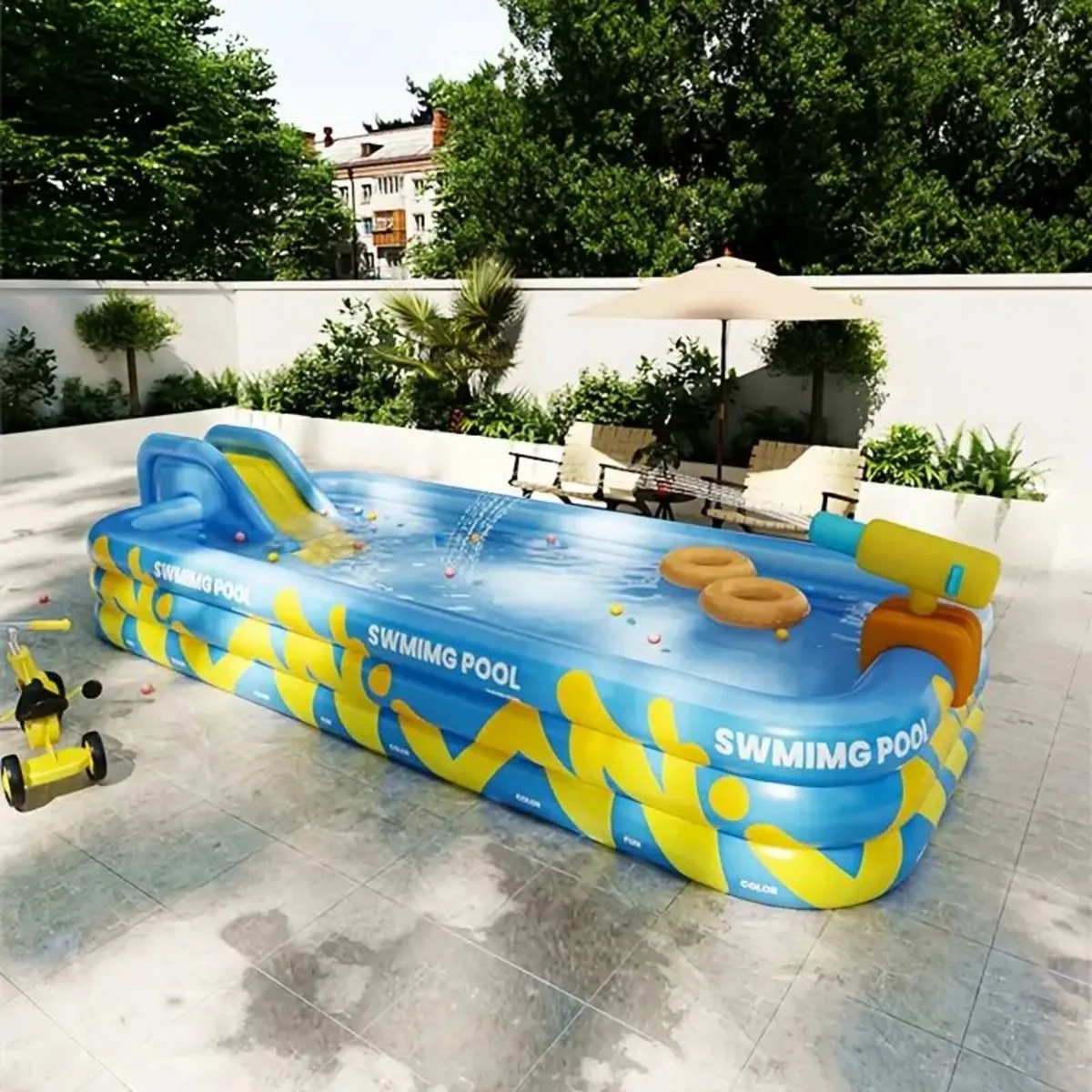 inflatable Family Pool with Castle Toy - Durable - Image 4