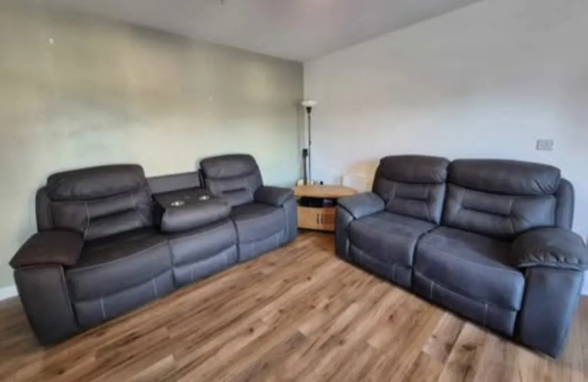 Beautiful 3+2 Charcoal Grey Electric Recliner Sofa - Image 1