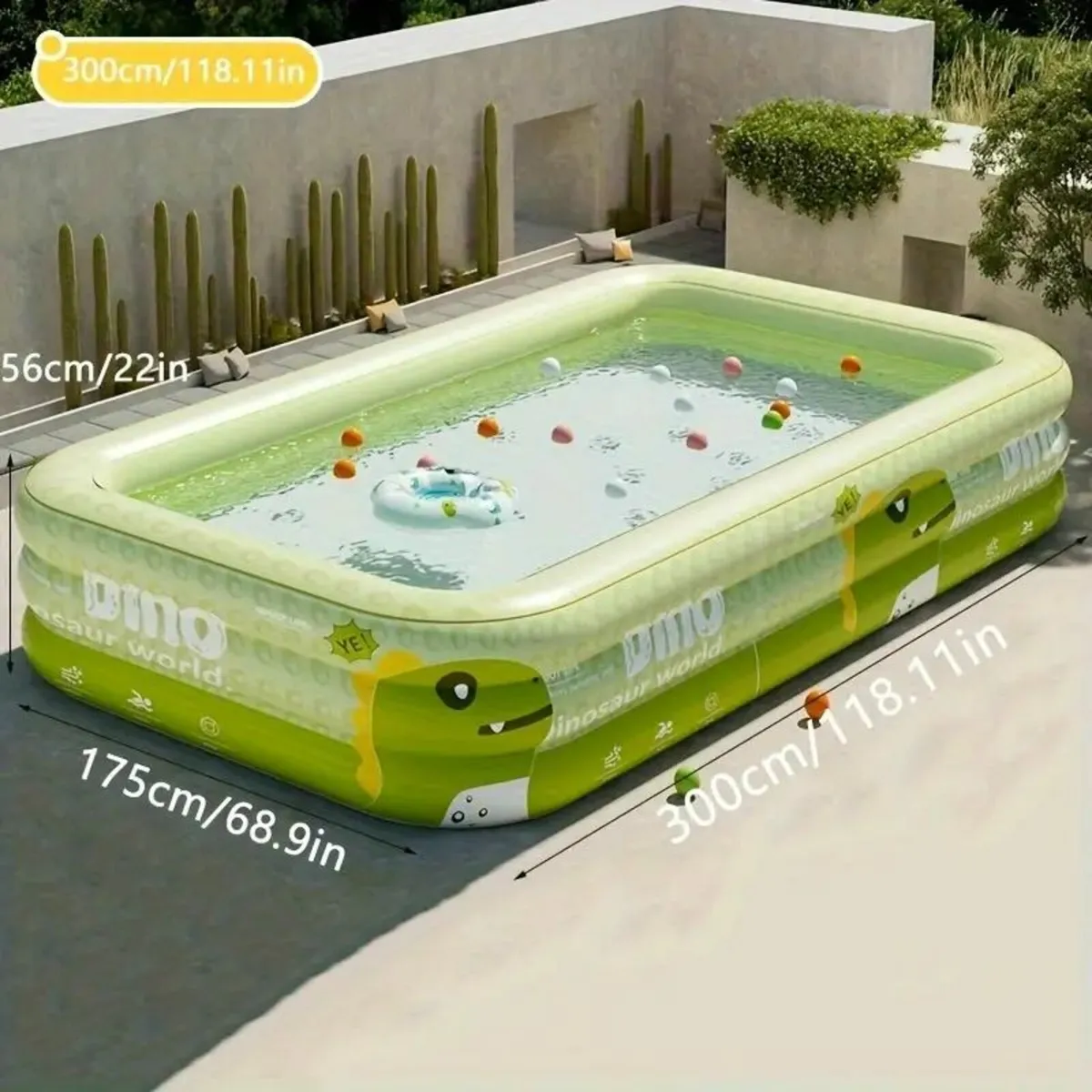 Dinosaur-Themed Inflatable Outdoor Pool, PVC - Image 3