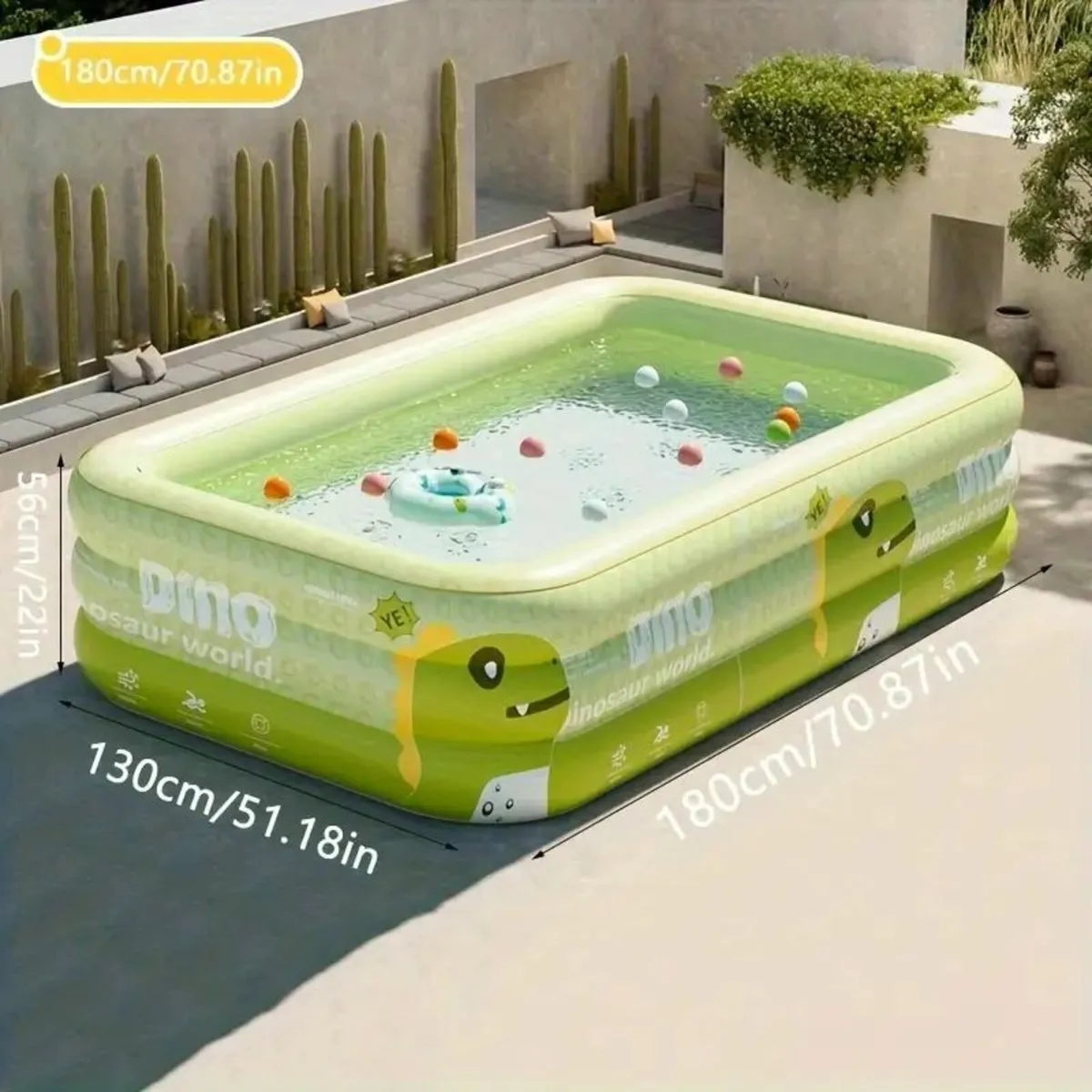Dinosaur-Themed Inflatable Outdoor Pool, PVC - Image 4
