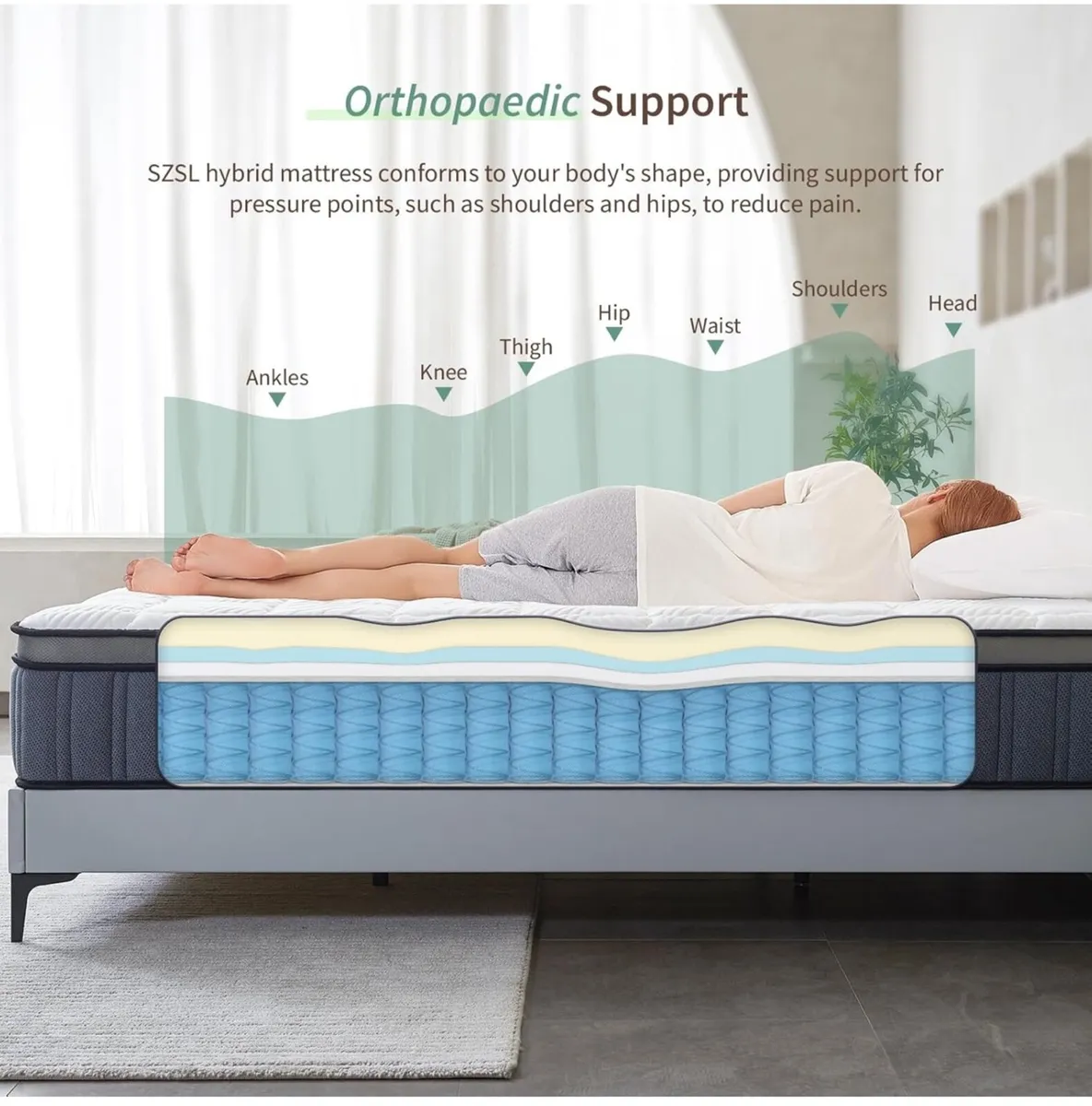 King Size Mattress 5FT, 10.2 Inch Memory Foam Pock - Image 3