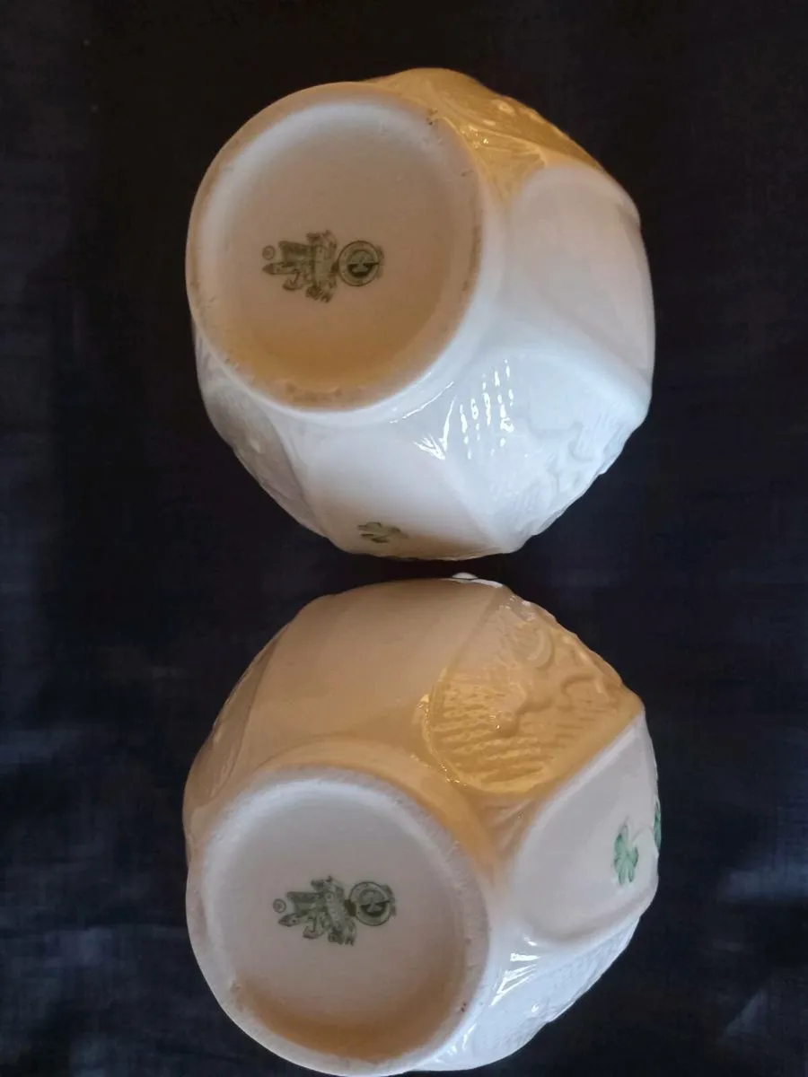 2 Belleek China Double Handle Vases - Image 2