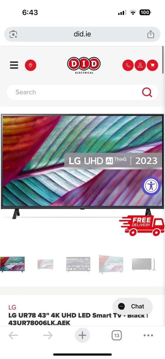 LG 43” UHD LED Smart TV - Image 1
