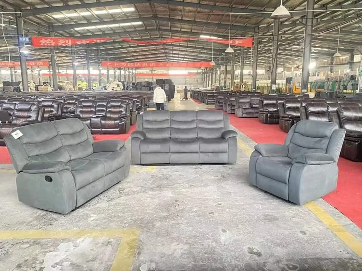3+2+1 Milan Grey Fabric Sofa Recliner Range - Image 1