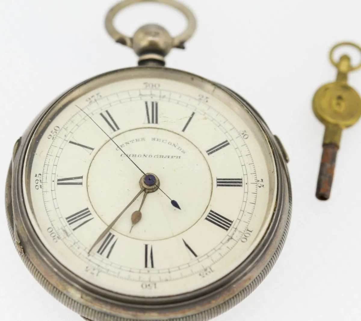 Antique Rare Silver Cased Centre Seconds Chronogra - Image 1