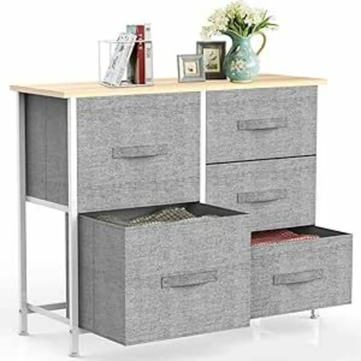 Chest of Drawers, Fabric Storage Drawers Gray - Image 2