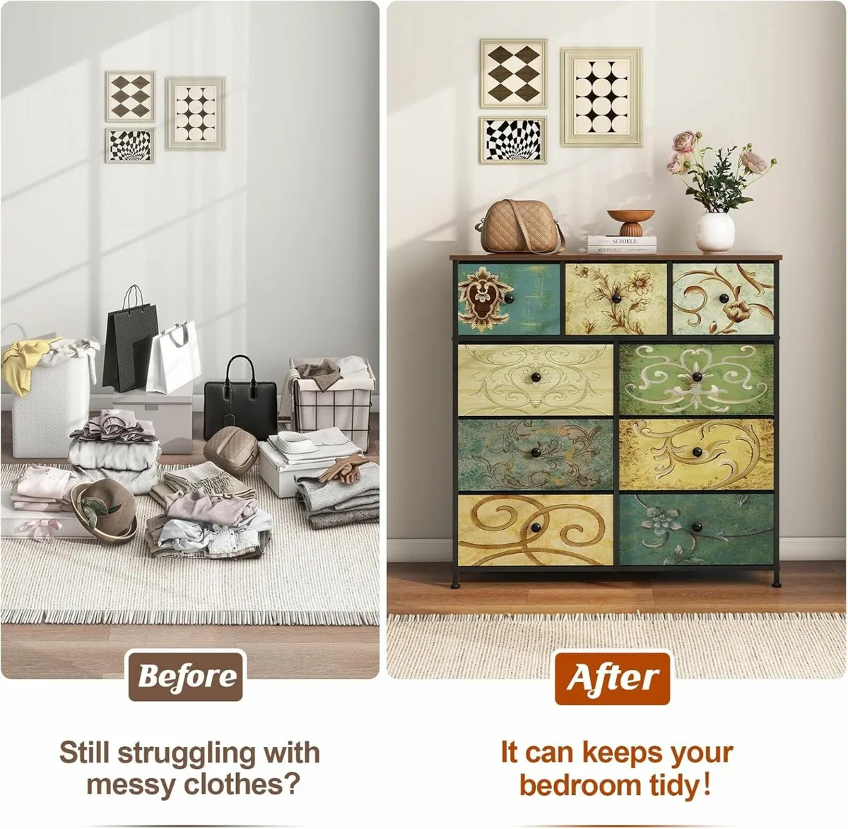 Chest of Drawers Bedroom Furniture Storage Green - Image 4