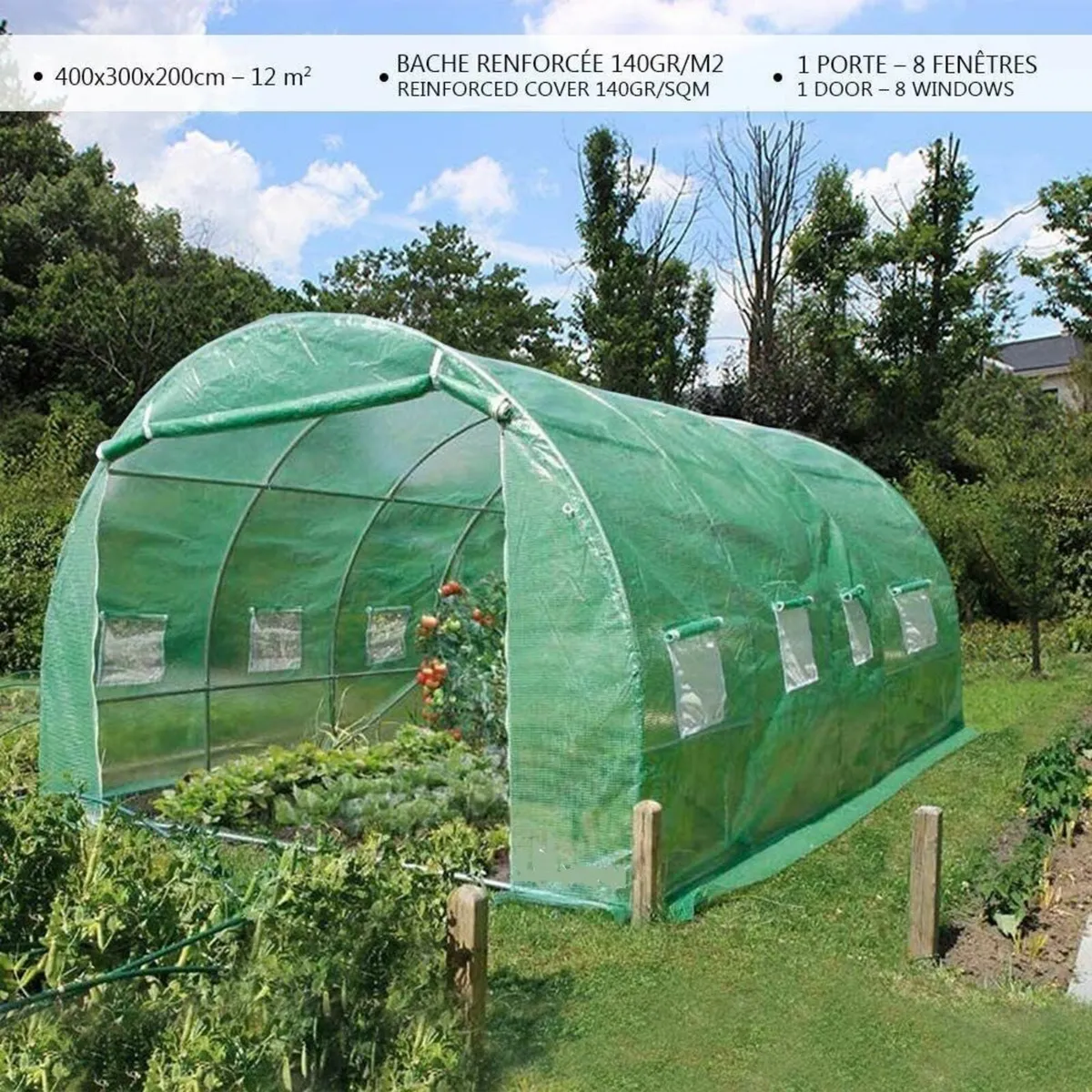 4x3x2m Polytunnel Greenhouse: 12m² Gardening Space - Image 1