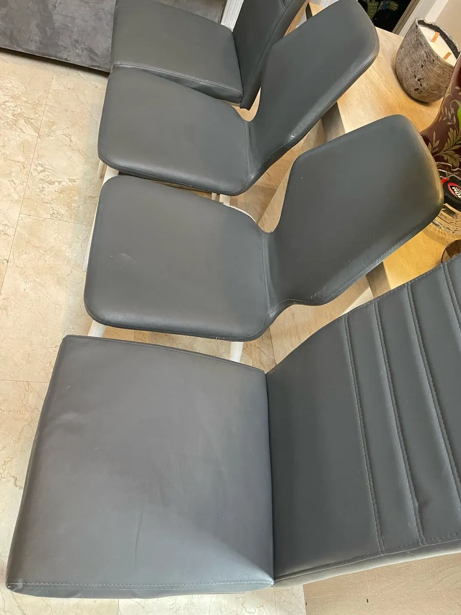 4 x Gorgeous Grey Leather Kitchen Dining Chairs - Image 3