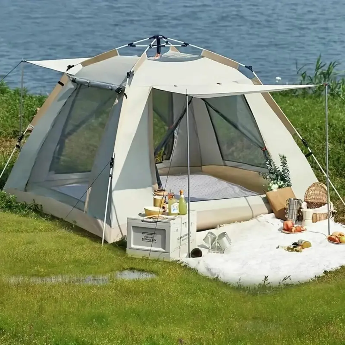 8-Person Family Camping Tent with Canopy - Image 1