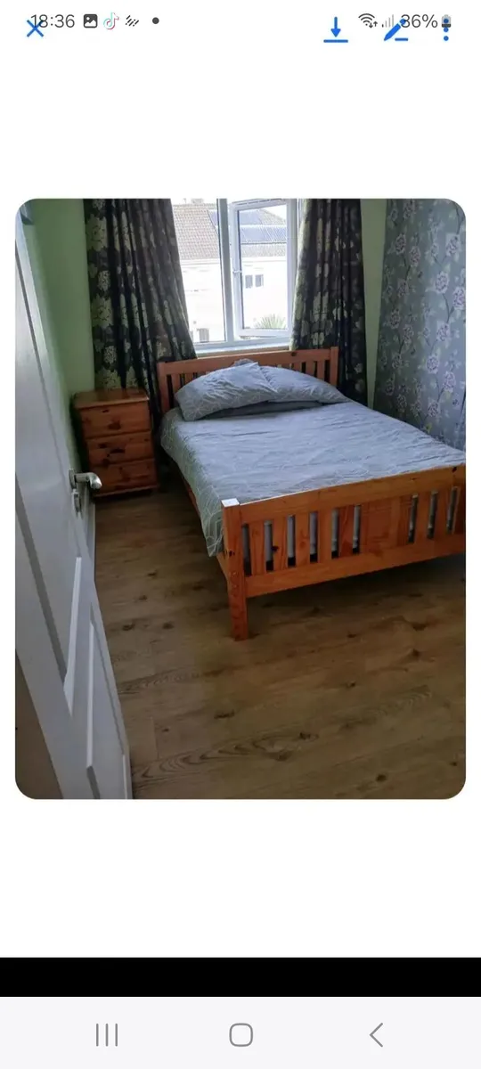 4ft6 DOUBLE BED PINE,WITH MATTRESS - Image 1