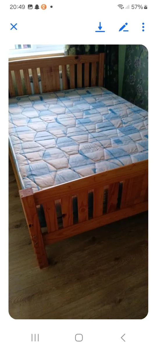 4ft6 DOUBLE BED PINE,WITH MATTRESS - Image 2