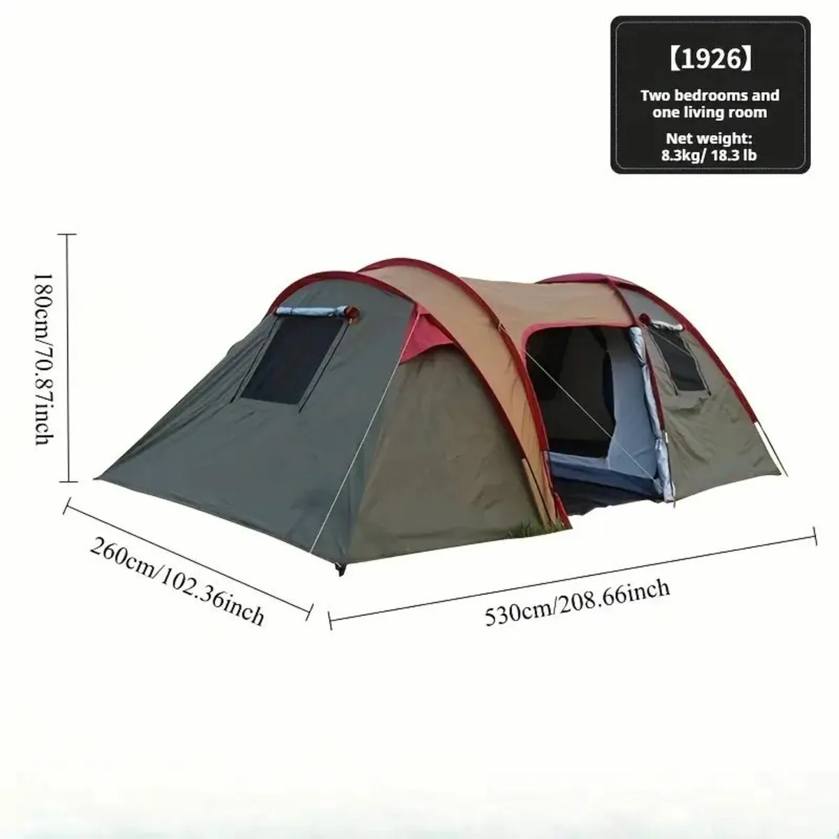 2-Room Family Camping Tent - Image 3