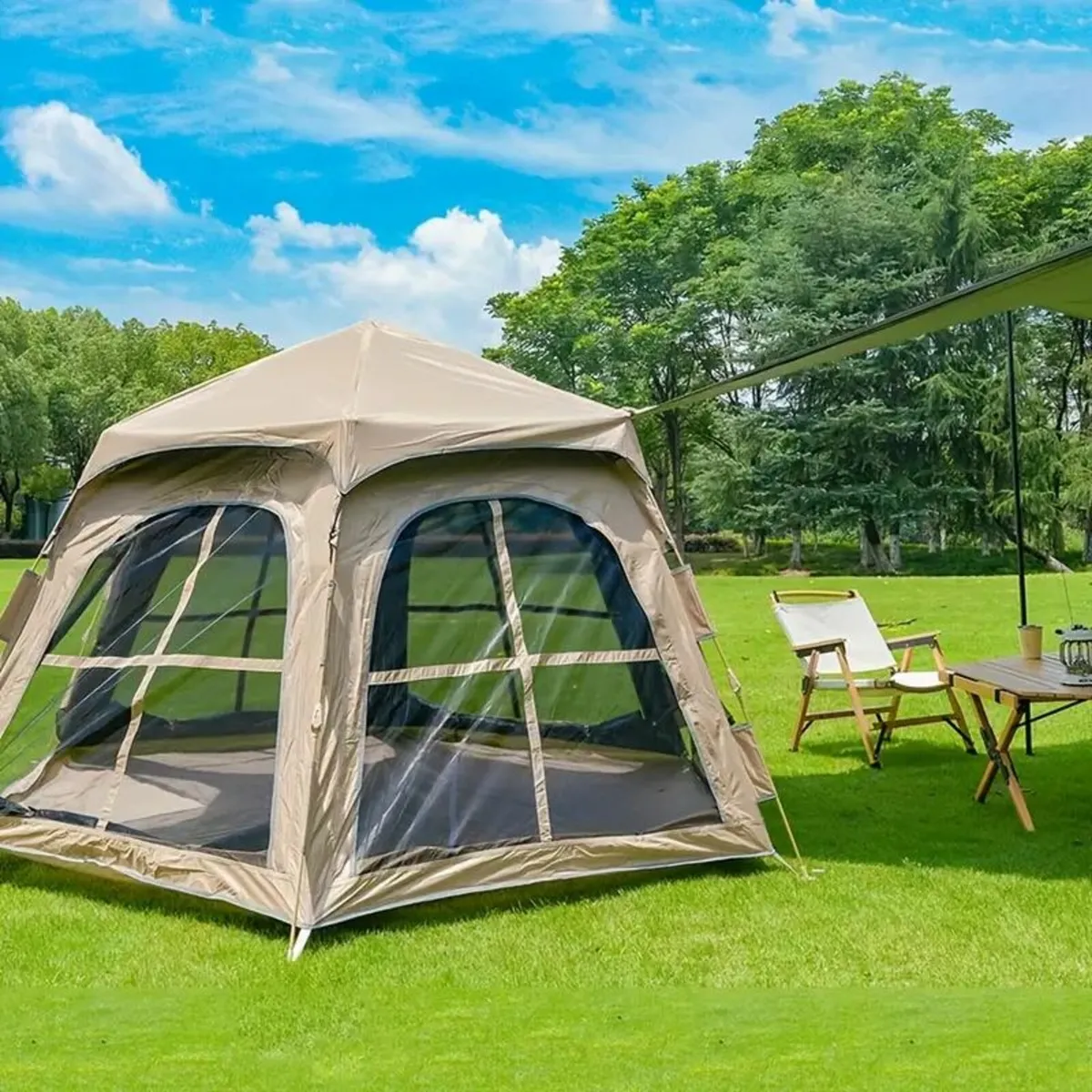 Large Hexagonal Double Layer Black Tent - Image 3