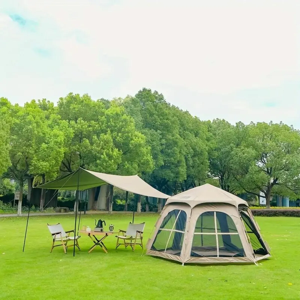 Large Hexagonal Double Layer Black Tent - Image 4