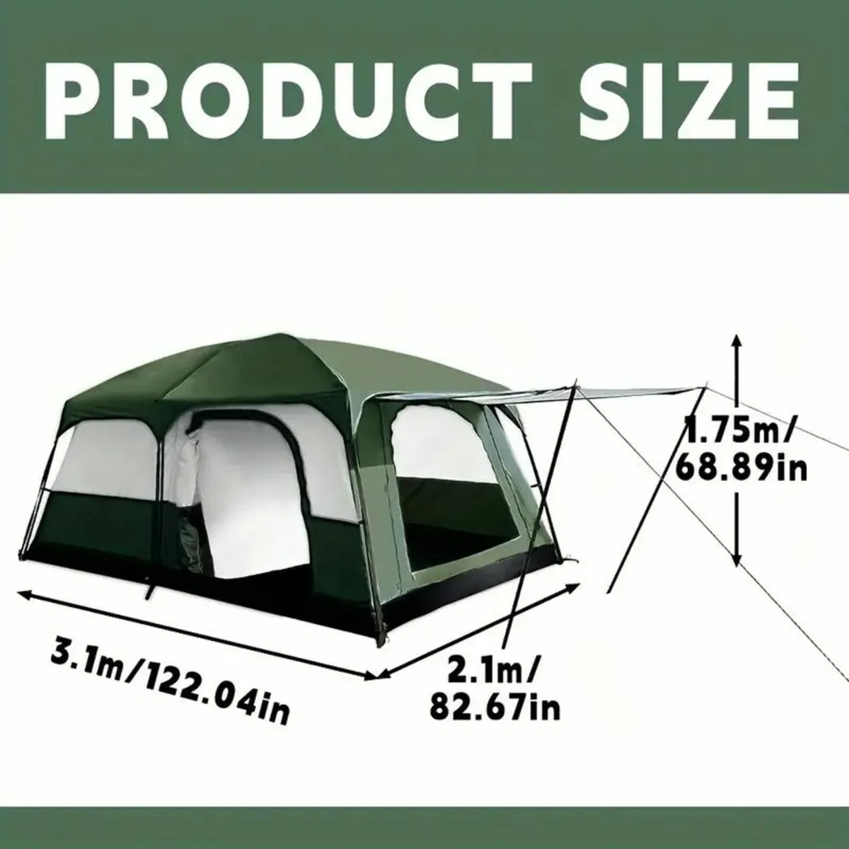 6-Person Family Cabin Tent with 3 Rooms - Image 2
