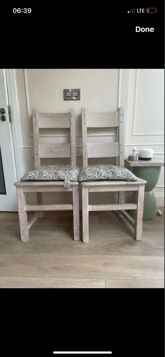 2 limed oak dining chairs - Image 1