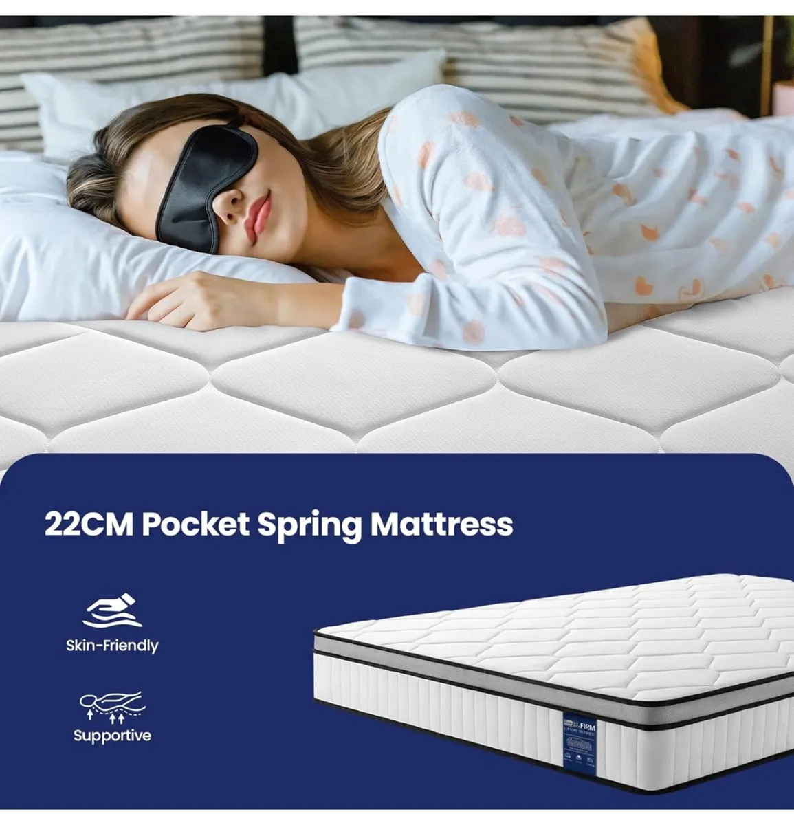 Small Double Mattress, 8.7 Inch Pocket Sprung Matt - Image 2