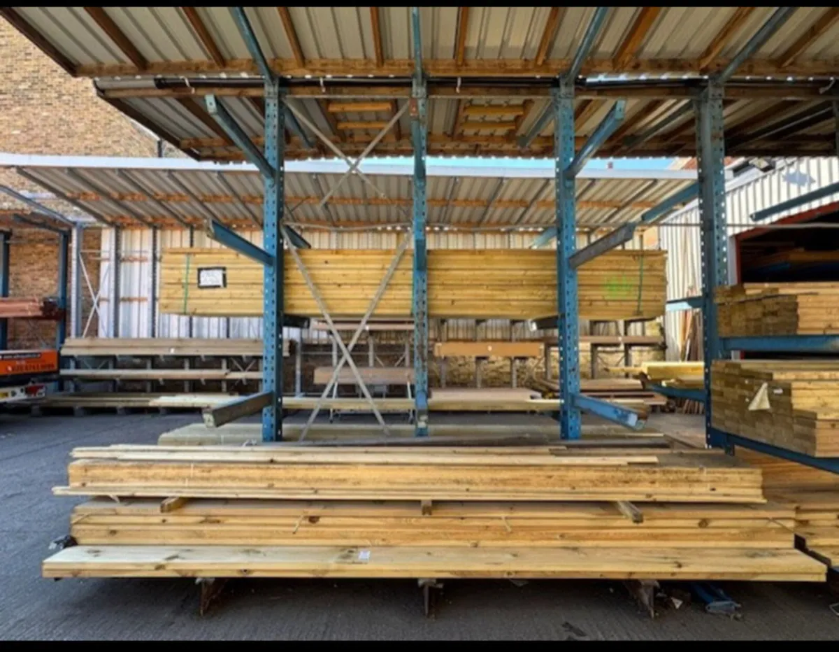 Roofed OHRA outside cantilever timber rack - Image 1