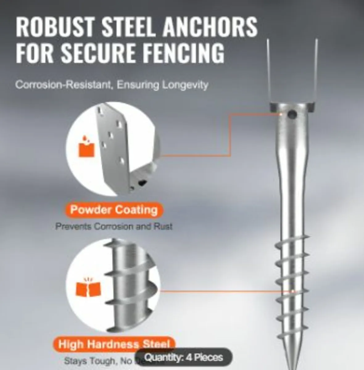 No Dig Ground Anchor, 4 Pack 3.94 x 2.76 x 27.56 - Image 3