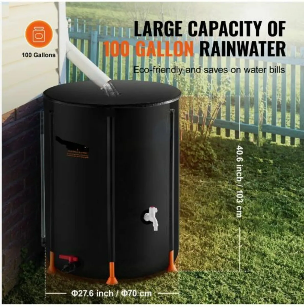 Collapsible Rain Barrel 100 Gal Rain Catcher - Image 3