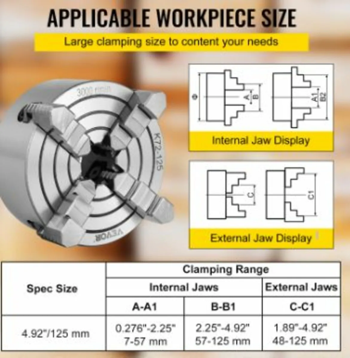 K72-125 5 Inch Lathe Chuck Independent - Image 3