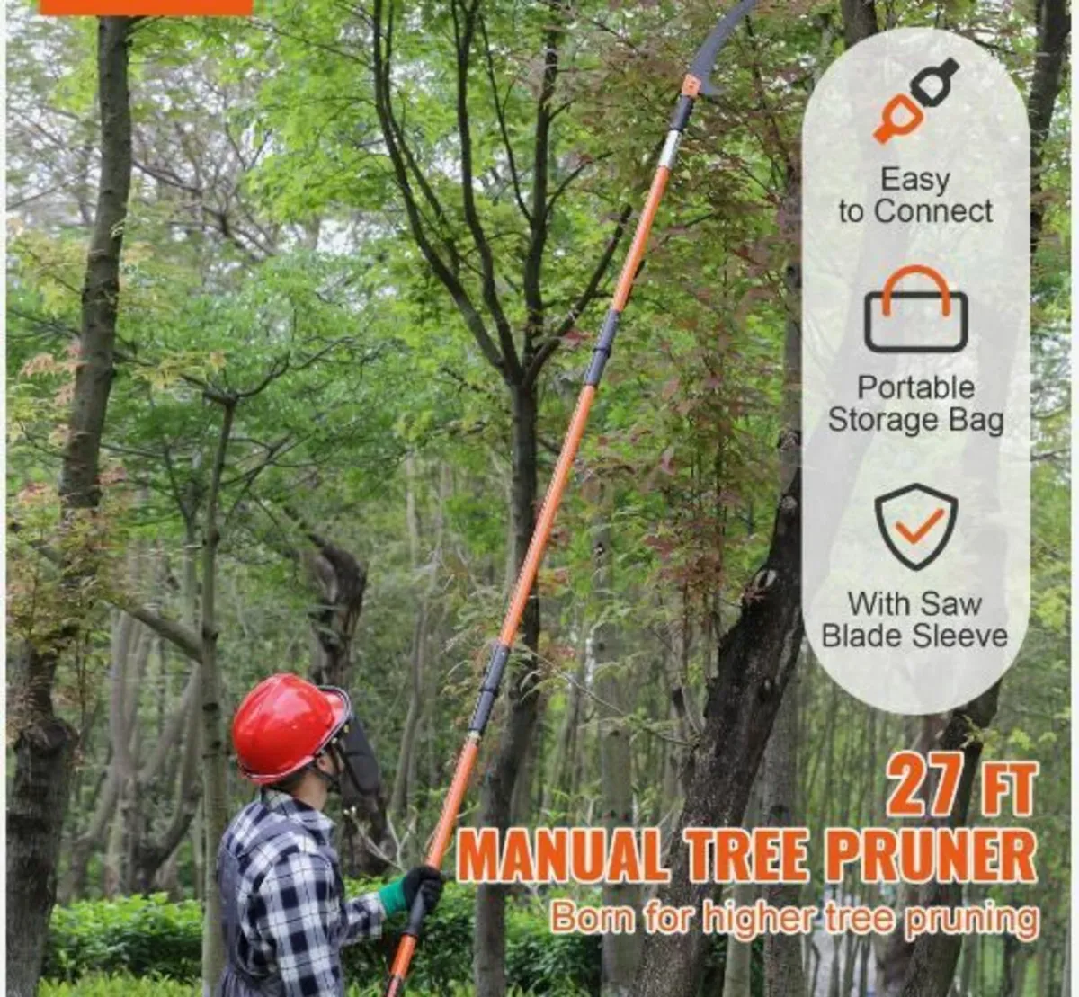 Manual Pole Saw, 7.3-27 ft Extendable - Image 2