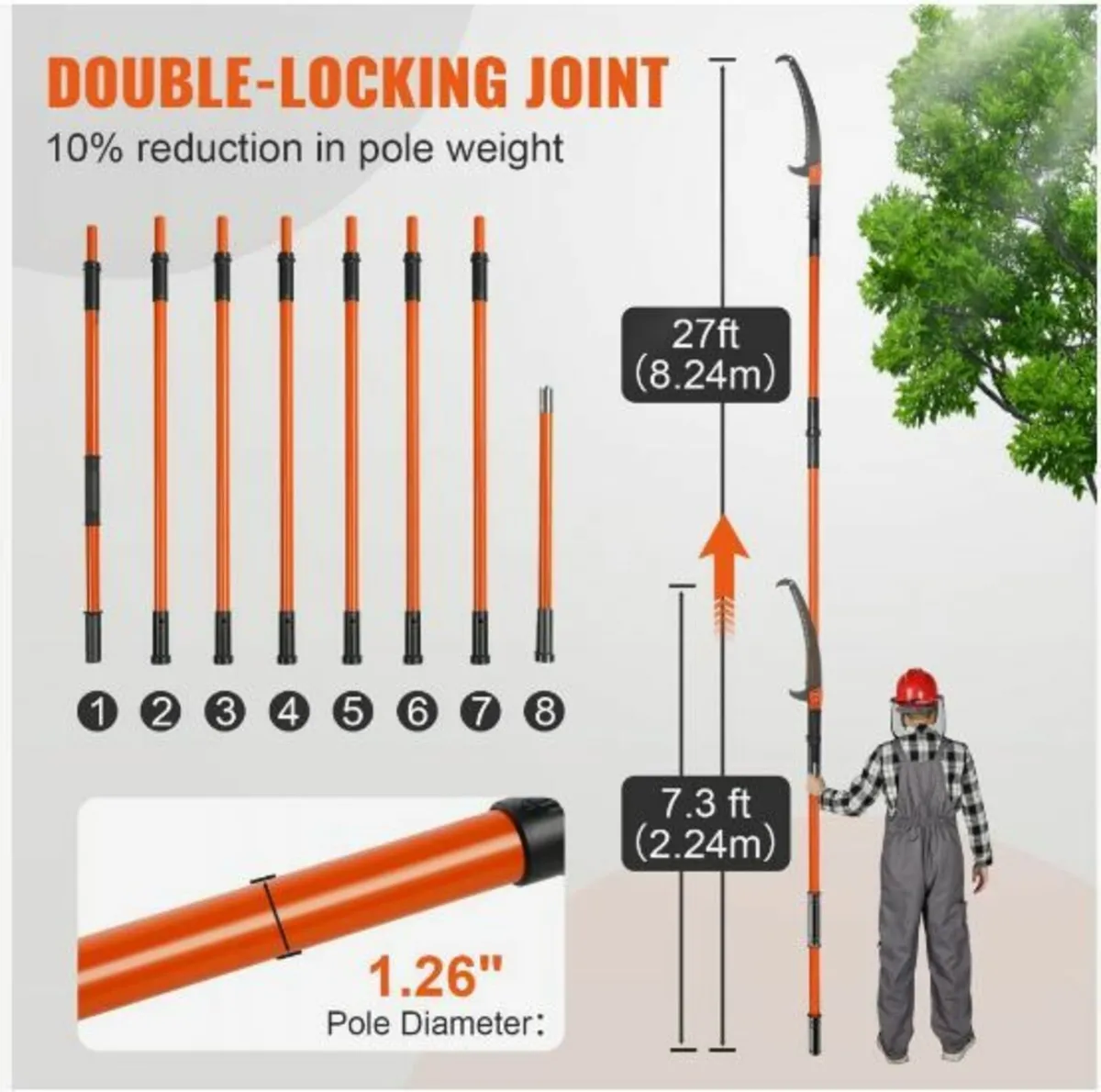 Manual Pole Saw, 7.3-27 ft Extendable - Image 3