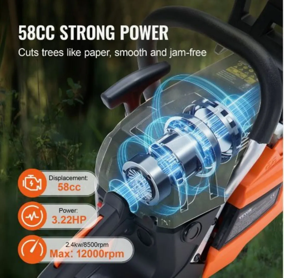 Gasoline Chainsaw Gas Powered Wood - Image 3