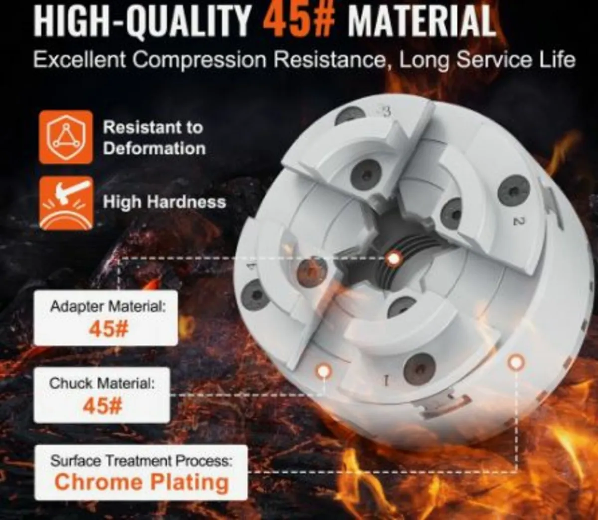 KP965 Lathe Chuck, 4-Jaw 3.75" Diameter - Image 2